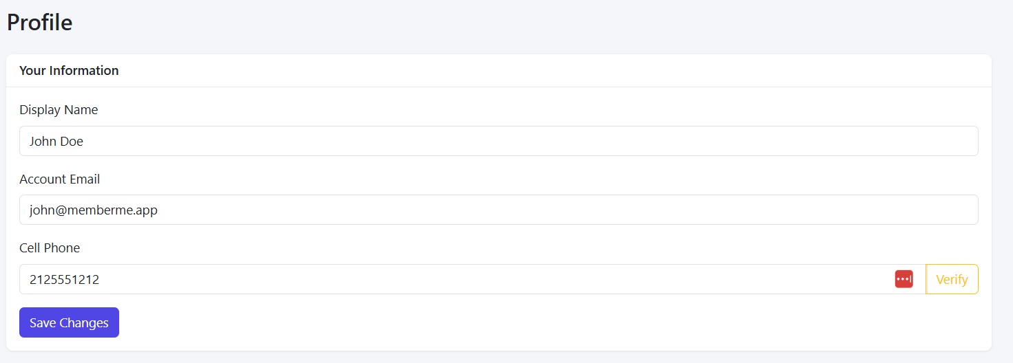 In-app screen showing phone number entry and verify button with SMS consent disclosure